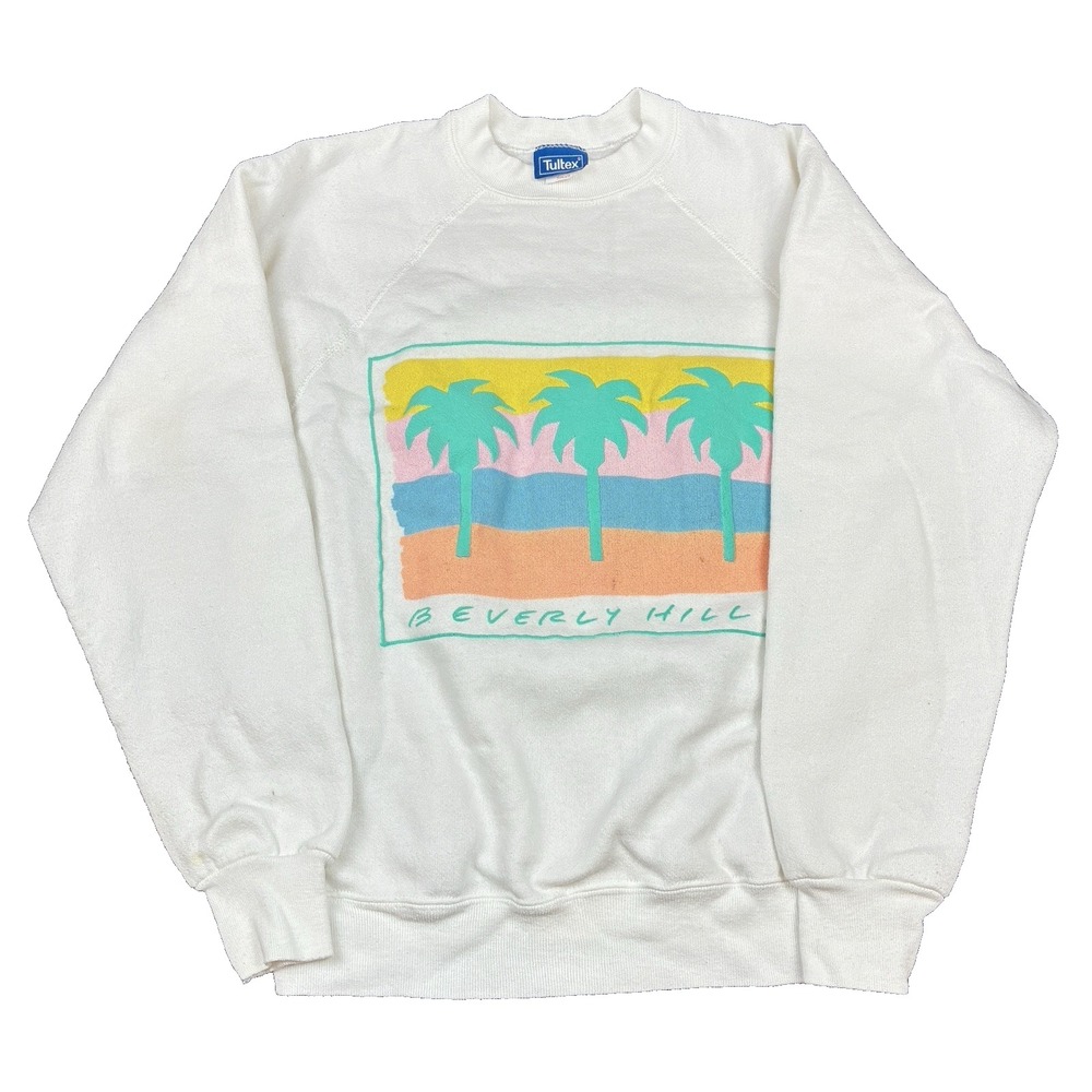 VTG 80s Tultex Sweatshirt Crew Neck USA Cotton Blend Beverly Hills Graphic